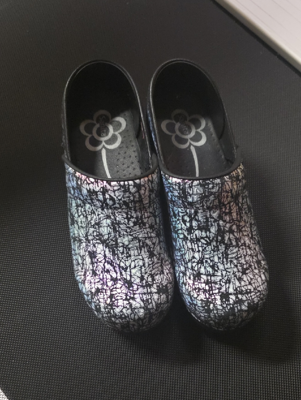 Iridescent Crackle Slip-On Clogs